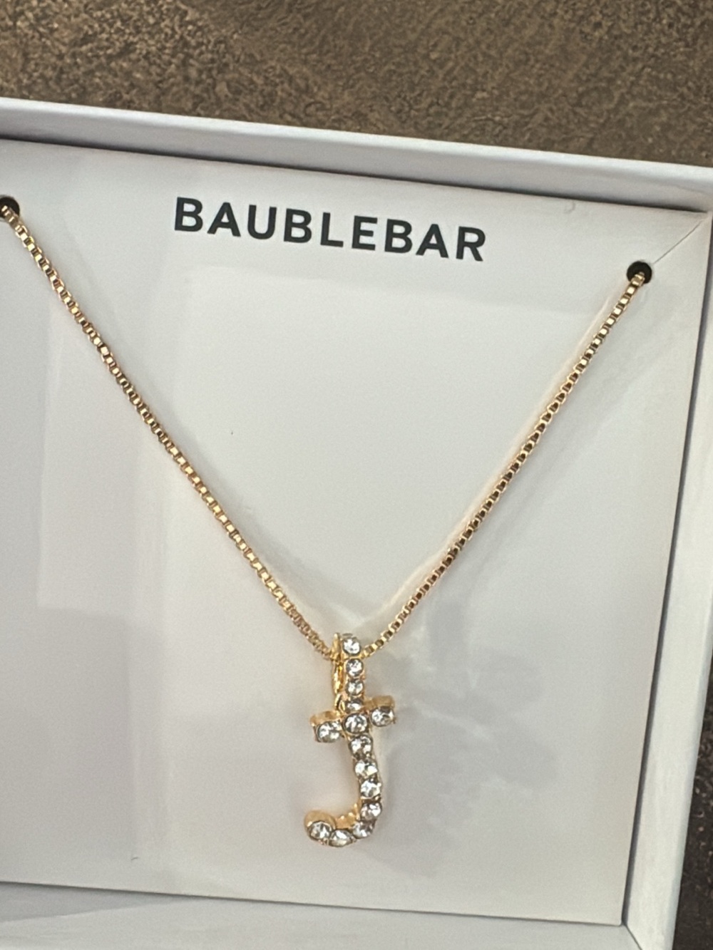 BaubleBar Gold Crystal 'J' Pendant Necklace